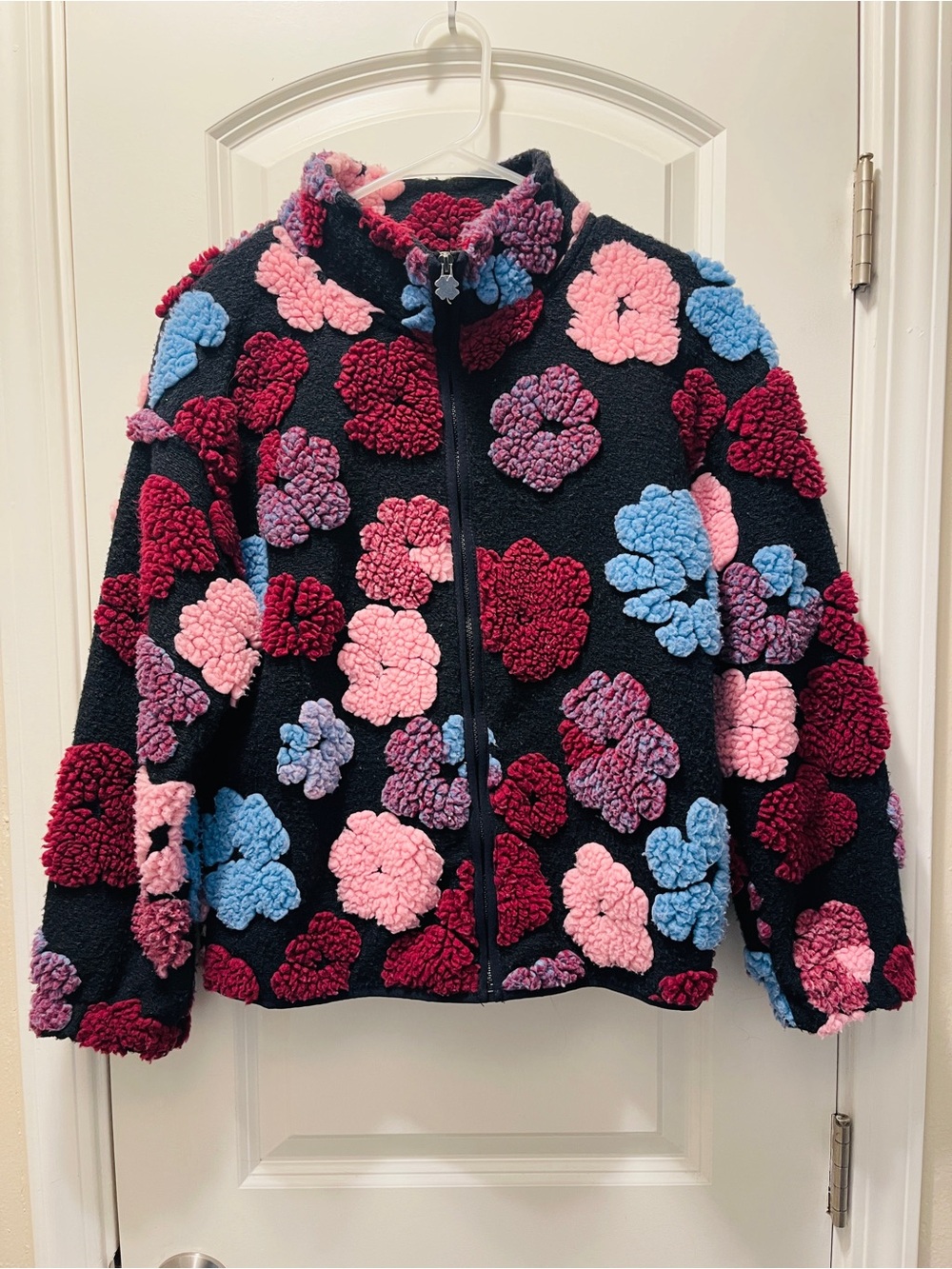 Lucky Brand Kids Navy Sherpa Jacket with Pink, Blue & Burgundy Flowers
